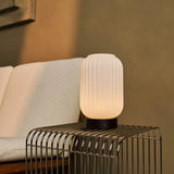 Lilly Dark brown Unique Rechargeable Lamp – Frosted Glass lamp, Wooden Base, Dimmable, 3 Light Modes Tavellio