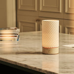Luna Beige –Travertino Classico Travertine Rechargeable Table Lamp | 3D-Printed Porcelain, Dimmable & Up to 100 Hours of Battery Life