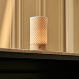Luna Beige –Travertino Classico Travertine Rechargeable Table Lamp | 3D-Printed Porcelain, Dimmable & Up to 100 Hours of Battery Life