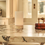 Luna Beige –Travertino Classico Travertine Rechargeable Table Lamp | 3D-Printed Porcelain, Dimmable & Up to 100 Hours of Battery Life