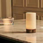 Luna Dark Brown – Emperador Dark Marble Rechargeable Table Lamp | 3D-Printed Porcelain, Dimmable & Up to 100 Hours of Battery Life
