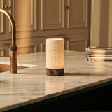 Luna Dark Brown – Emperador Dark Marble Rechargeable Table Lamp | 3D-Printed Porcelain, Dimmable & Up to 100 Hours of Battery Life