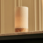 Luna Light Brown Wooden Rechargeable Table Lamp | 3D-Printed Porcelain, Dimmable & Up to 100 Hours of Battery Life