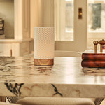 Luna Light Brown Wooden Rechargeable Table Lamp | 3D-Printed Porcelain, Dimmable & Up to 100 Hours of Battery Life