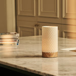Luna Light Brown Wooden Rechargeable Table Lamp | 3D-Printed Porcelain, Dimmable & Up to 100 Hours of Battery Life