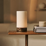 Luna Dark Brown – Emperador Dark Marble Rechargeable Table Lamp with Porcelain