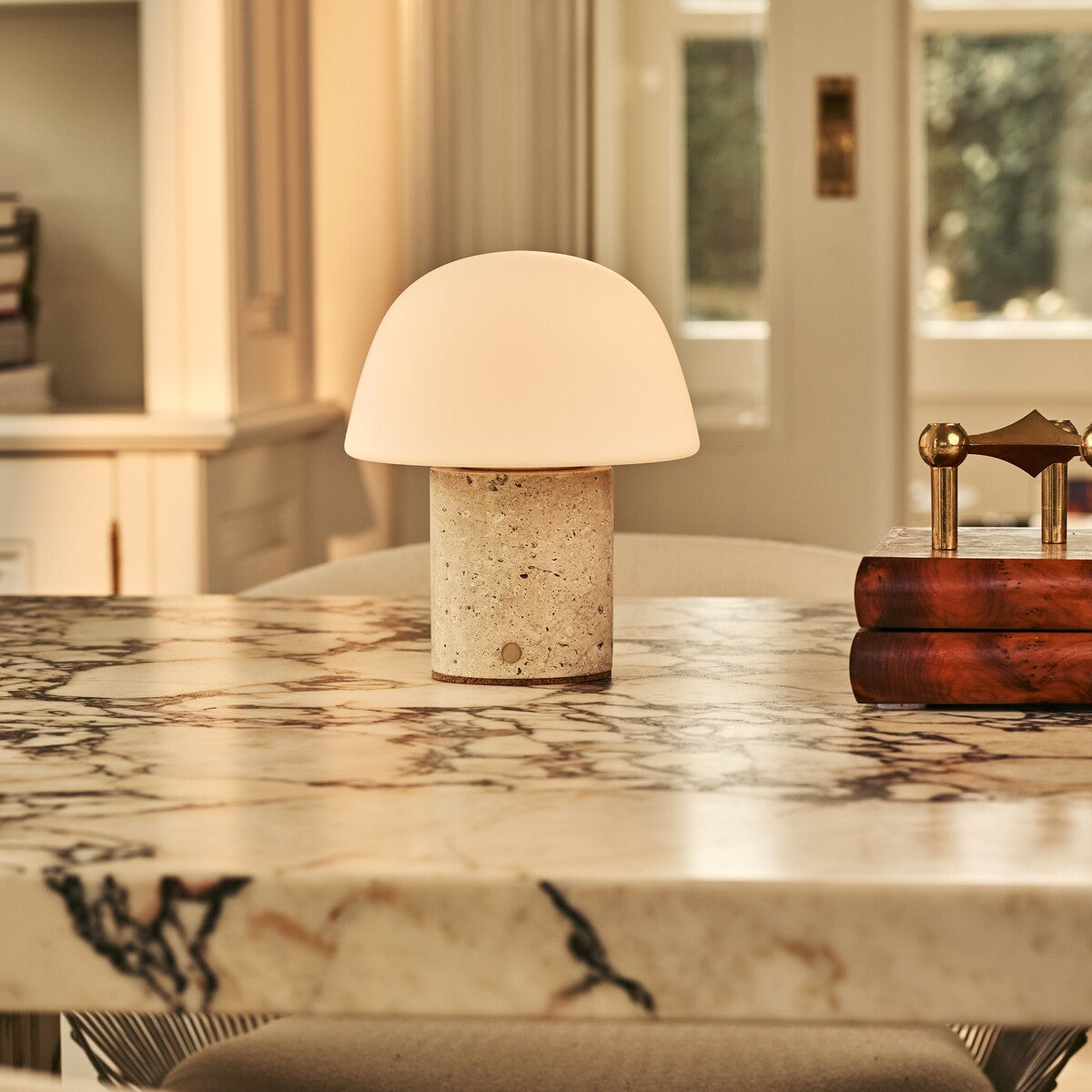 Maes Beige – Travertino Classico Travertine  Rechargeable Table Lamp | Elegant, Stylish & Functional