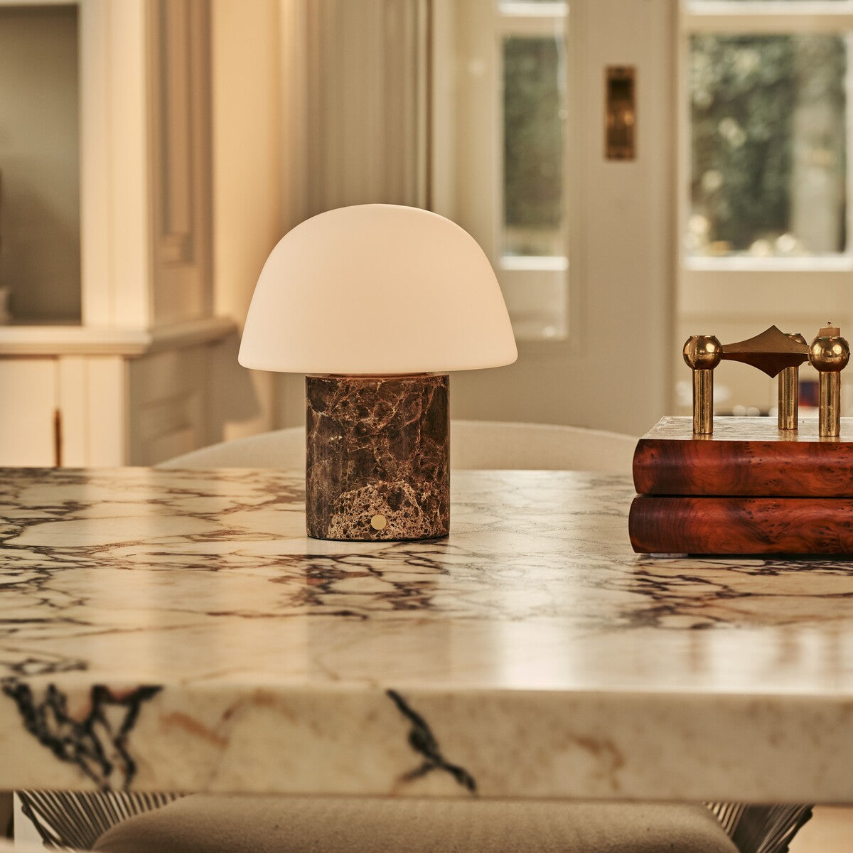 Maes Brown – Emperador Dark Marble Rechargeable Table Lamp | Elegant, Stylish & Functional