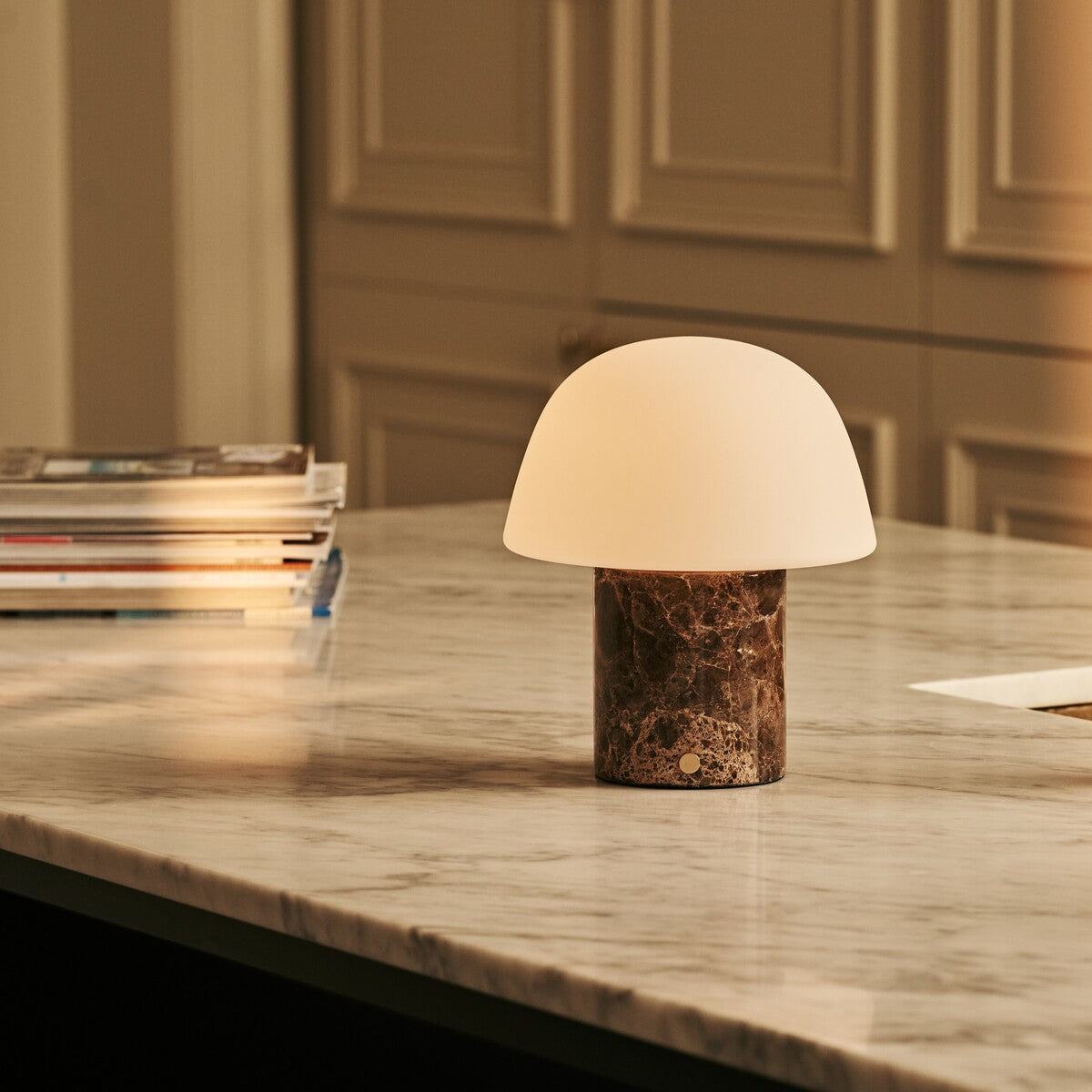 Maes Brown – Emperador Dark Marble Rechargeable Table Lamp | Elegant, Stylish & Functional