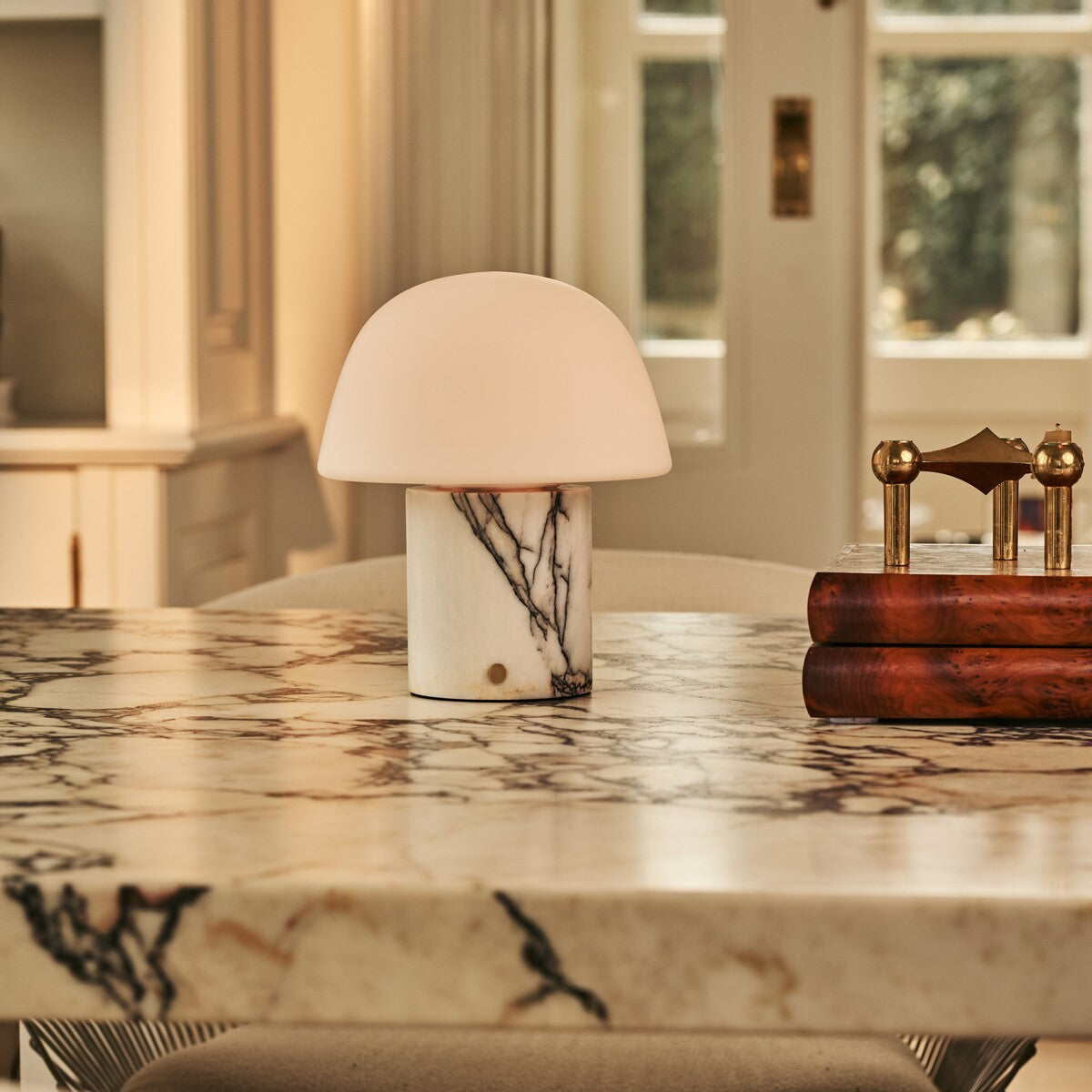 Maes White – Lilac Marble Rechargeable Table Lamp | Elegant, Stylish & Functional
