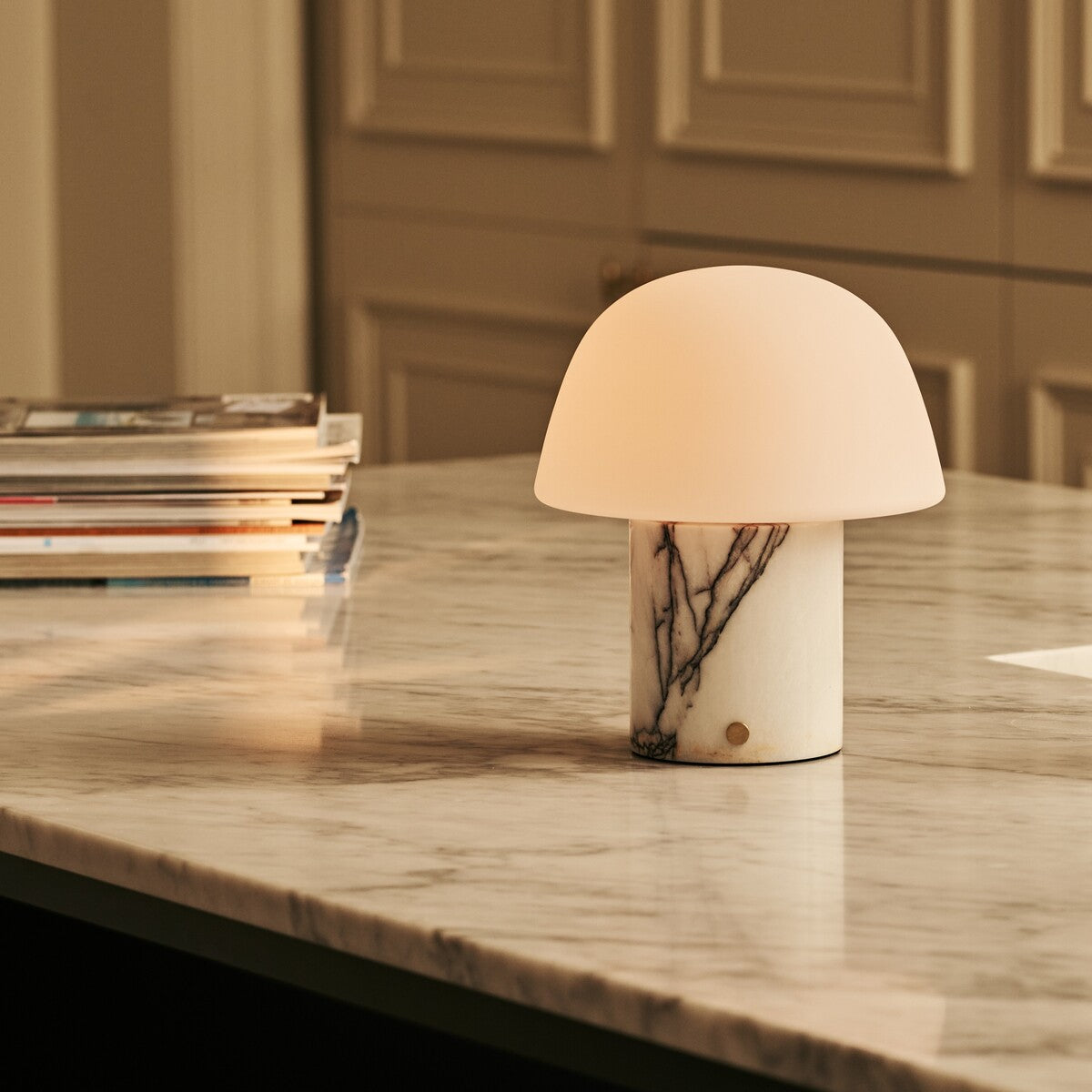 Maes White – Lilac Marble Rechargeable Table Lamp | Elegant, Stylish & Functional