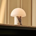 Maris White – Lilac Marble Rechargeable Table Lamp | Classic, 3 Light Colors & Dimming Function