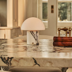 Maris White – Lilac Marble Rechargeable Table Lamp | Classic, 3 Light Colors & Dimming Function