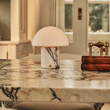 Maris White – Lilac Marble Rechargeable Table Lamp | Classic, 3 Light Colors & Dimming Function
