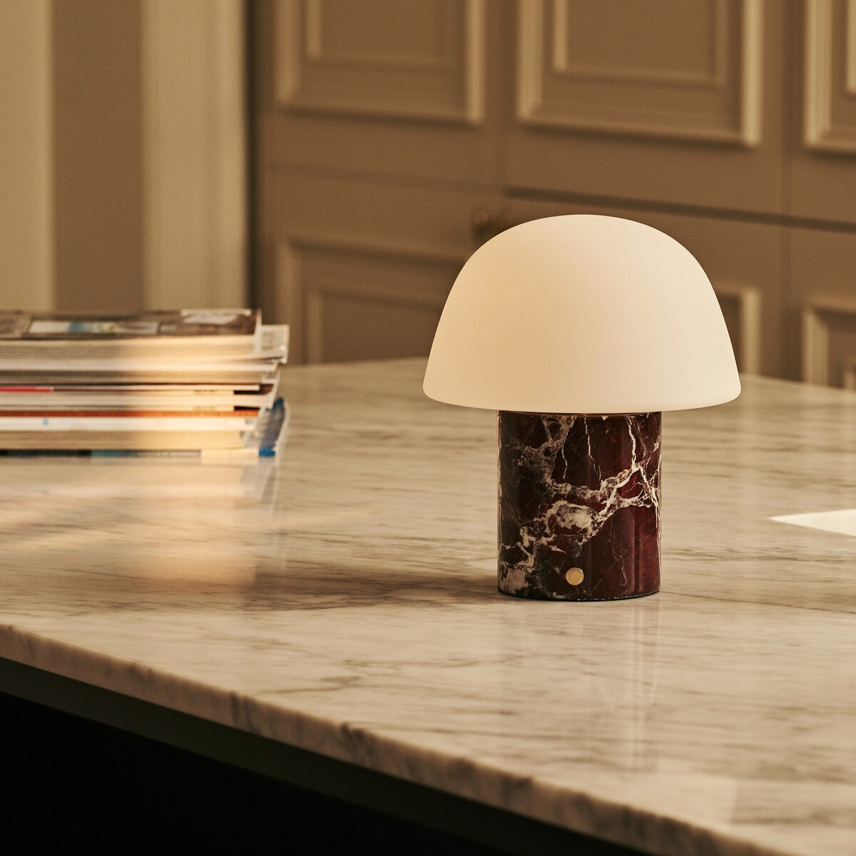 Maes Red – Rosso Levanto Marble Rechargeable Table Lamp | Elegant, Stylish & Functional