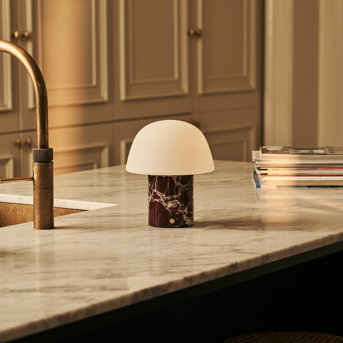 Maes Red – Rosso Levanto Marble Rechargeable Table Lamp | Elegant, Stylish & Functional