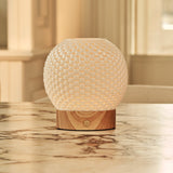 Mare Light Brown Wooden Rechargeable Table Lamp | 3D-Printed Porcelain, Dimmable & Up to 100 Hours of Battery Life