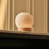 Mare Light Brown Wooden Rechargeable Table Lamp | 3D-Printed Porcelain, Dimmable & Up to 100 Hours of Battery Life