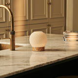 Mare Light Brown Wooden Rechargeable Table Lamp | 3D-Printed Porcelain, Dimmable & Up to 100 Hours of Battery Life