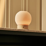 Mare Beige – Travertino Classico Travertine Rechargeable Table Lamp with Porcelain