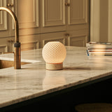 Mare Beige – Travertino Classico Travertine Rechargeable Table Lamp with Porcelain