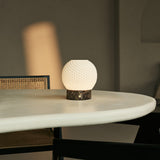 Mare Dark Brown – Emperador Dark Marble Rechargeable Table Lamp | 3D-Printed Porcelain, Dimmable & Up to 100 Hours of Battery Life