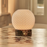 Mare Dark Brown – Emperador Dark Marble Rechargeable Table Lamp | 3D-Printed Porcelain, Dimmable & Up to 100 Hours of Battery Life