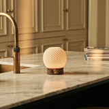 Mare Dark Brown – Emperador Dark Marble Rechargeable Table Lamp | 3D-Printed Porcelain, Dimmable & Up to 100 Hours of Battery Life