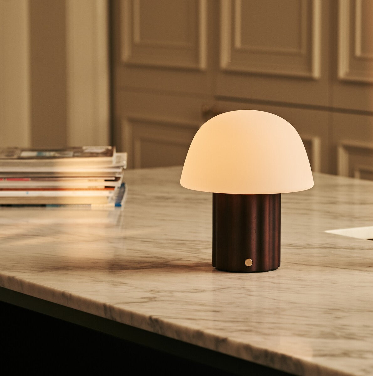 Marijn Light Brown Rechargeable Table Lamp | 3 Light Colors, Dimmable & Modular Lampshade
