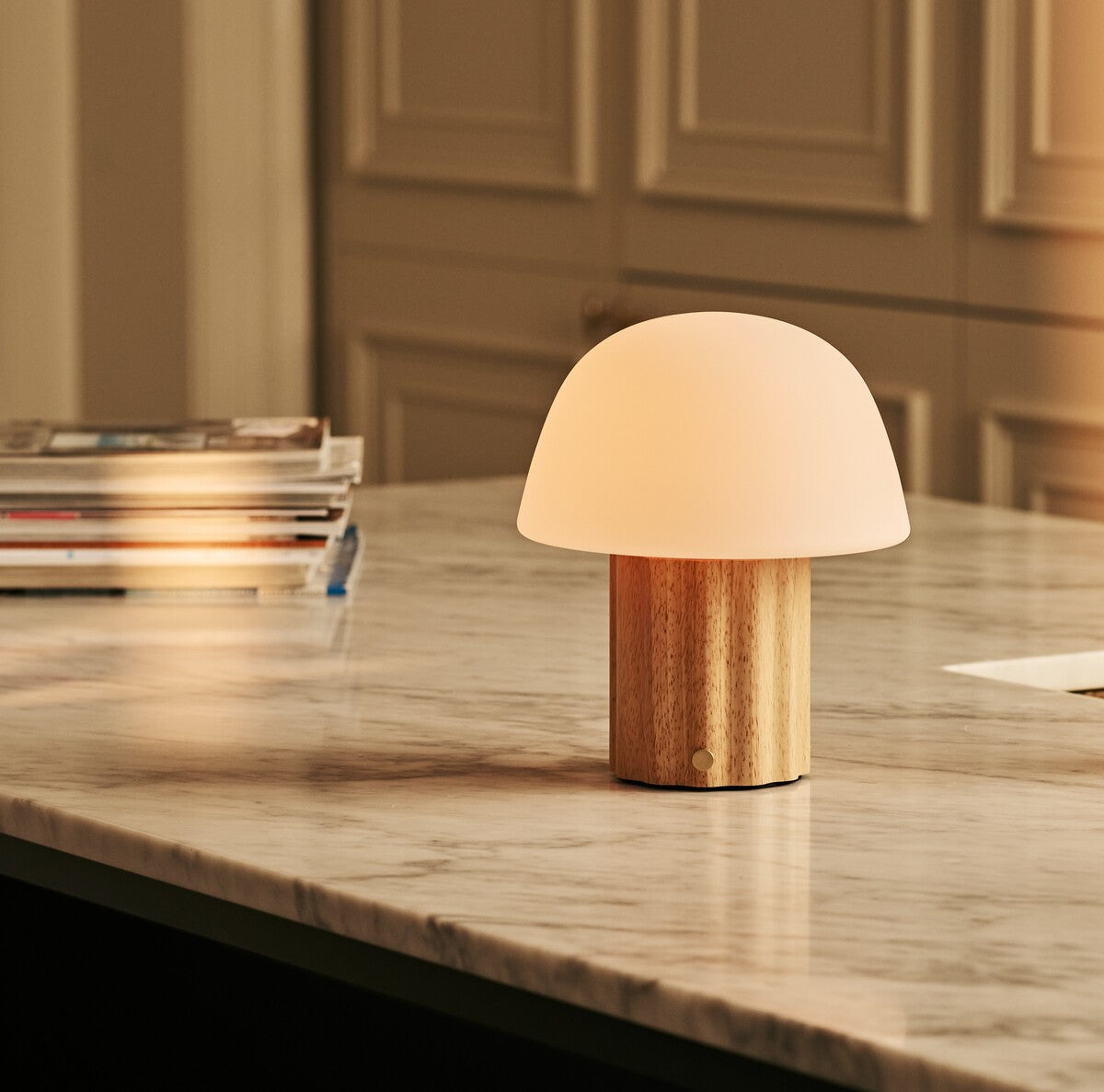 Marijn Light Brown Rechargeable Table Lamp | 3 Light Colors, Dimmable & Modular Lampshade