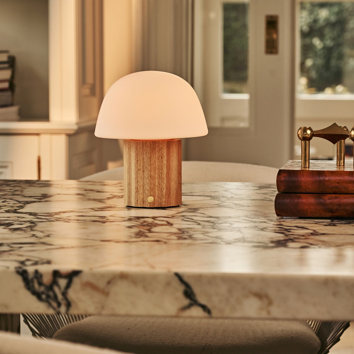Marijn Light Brown Rechargeable Table Lamp | 3 Light Colors, Dimmable & Modular Lampshade