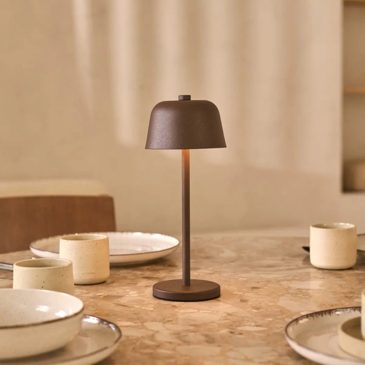 Anton Mocha Brown Rechargeable Table Lamp | Sleek & Cordless Lighting Tavellio