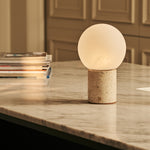Metsu Beige – Travertino Classico Travertine Rechargeable Table Lamp | Authentic, Dimmable & Up to 100 Hours of Light