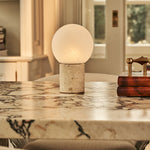 Metsu Beige – Travertino Classico Travertine Rechargeable Table Lamp | Authentic, Dimmable & Up to 100 Hours of Light