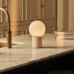 Metsu Beige – Travertino Classico Travertine Rechargeable Table Lamp | Authentic, Dimmable & Up to 100 Hours of Light