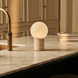 Metsu Beige – Travertino Classico Travertine Rechargeable Table Lamp | Authentic, Dimmable & Up to 100 Hours of Light