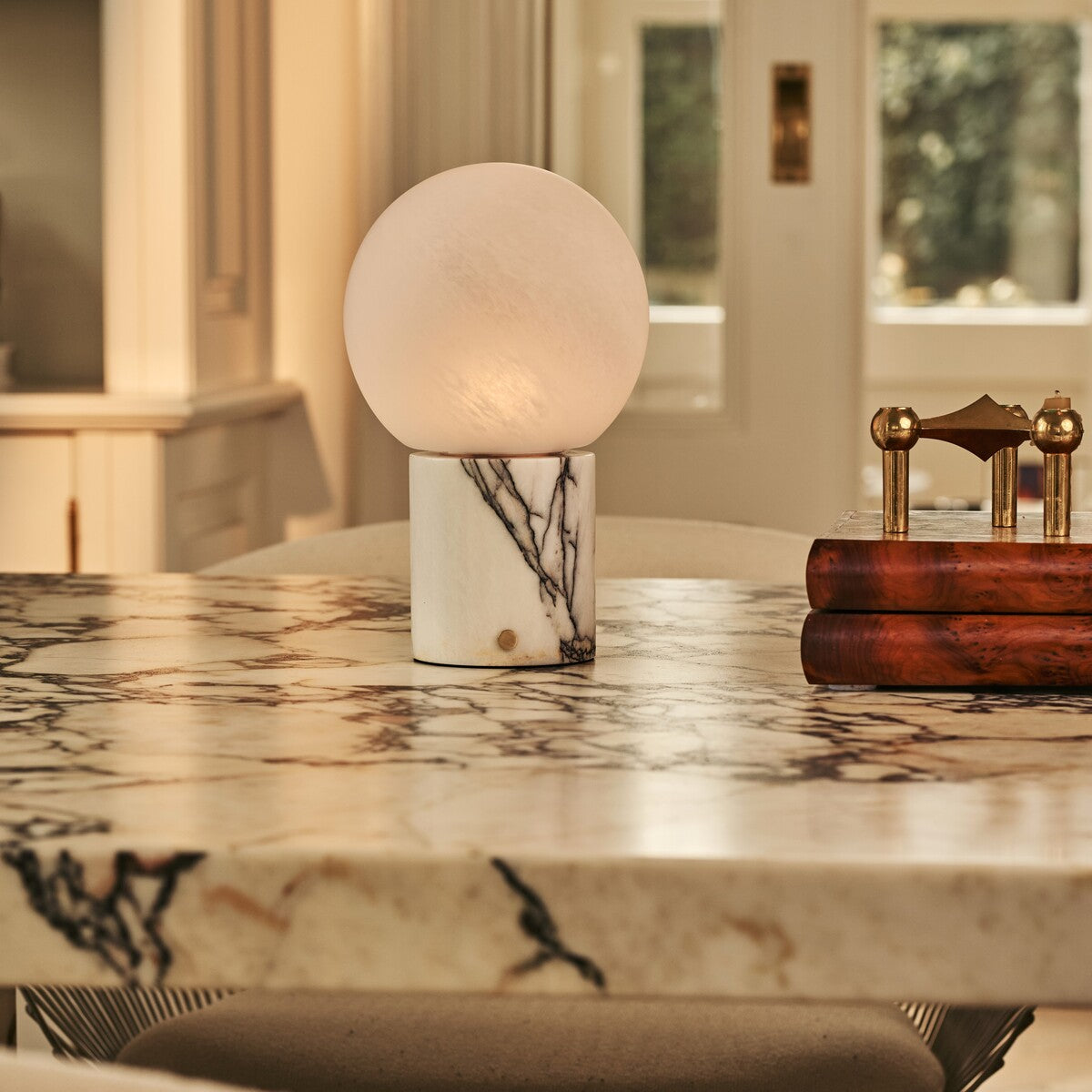 Metsu White – Lilac Marble Rechargeable Table Lamp | Authentic, Dimmable & Up to 100 Hours of Light