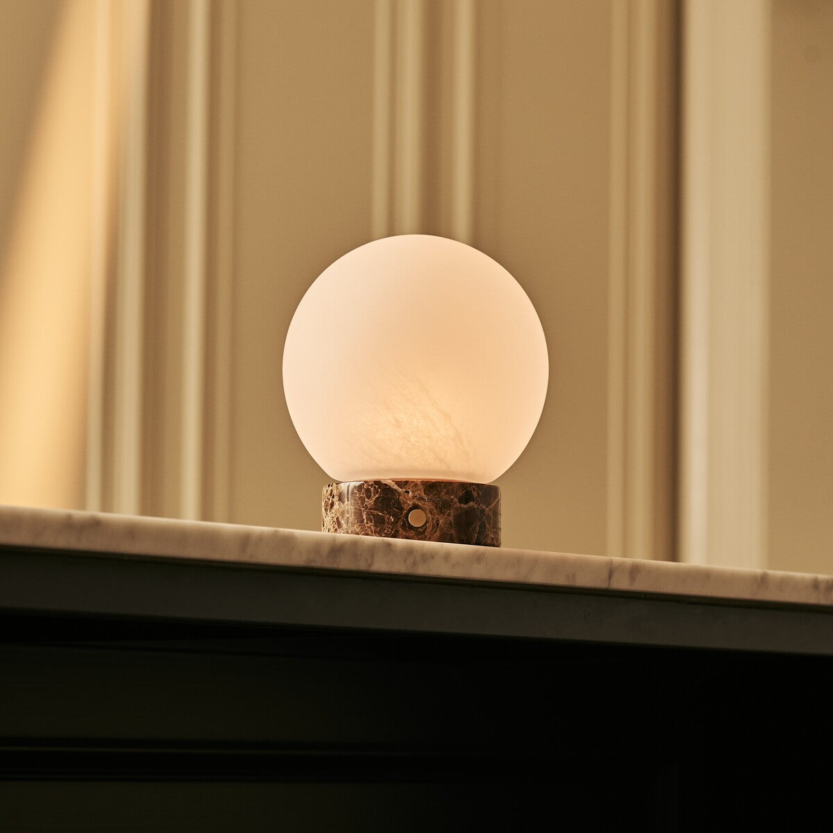 Metsu Small Brown – Emperador Dark Marble Rechargeable Table Lamp | Authentic, Dimmable & Interchangeable Lampshade