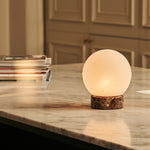 Metsu Small Brown – Emperador Dark Marble Rechargeable Table Lamp | Authentic, Dimmable & Interchangeable Lampshade