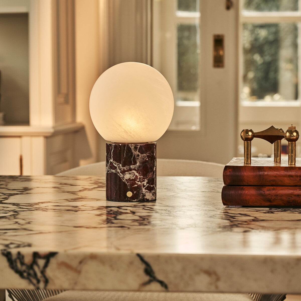 Metsu Red – Rosso Levanto Marble Rechargeable Table Lamp | Authentic, Dimmable & Up to 100 Hours of Light