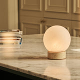 Metsu Small Beige – Travertino Classico Travertine Rechargeable Table Lamp | Authentic, Dimmable & Interchangeable Lampshade