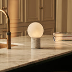 Metsu White – Bianco Statuarietto Marble Rechargeable Table Lamp | Authentic, Dimmable & Up to 100 Hours of Light