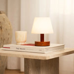 Teddy Chestnut Brown Wooden Rechargeable Table Lamp | Dimmable & Cordless with 3 Light Modes Tavellio