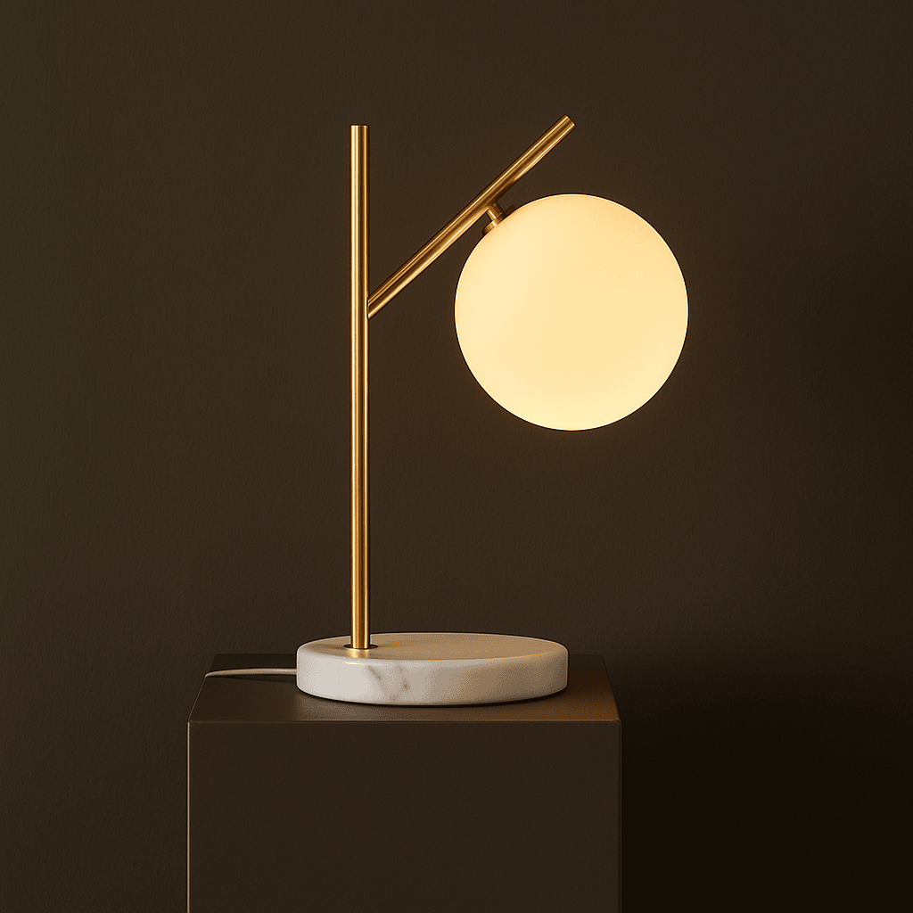 Madison Marble Lamp with Frosted Glass Globe – Elegant Table Lamp
