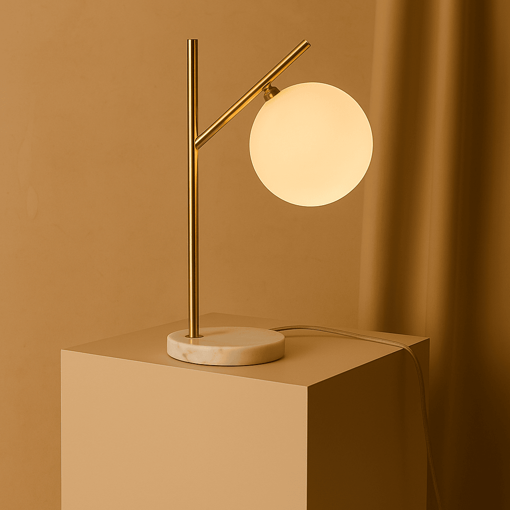 Madison Marble Lamp with Frosted Glass Globe – Elegant Table Lamp