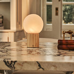 Nadine Light Brown Rechargeable Table Lamp | 3 Light Colors, Modular Lampshade & Cordless