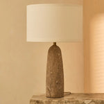 Isla Travertine Lamp with Cotton Shade – Elegant and Timeless Tavellio