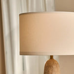 Isla Travertine Lamp with Cotton Shade – Elegant and Timeless Tavellio