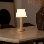 Zoë Light Brown Wooden Rechargeable Table Lamp | Dimmable, USB-C, 80-Hour Battery Tavellio