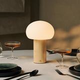 Sam Lichtbruin Houten Tafellamp met Glas & Oplaadbare Batterij | Dimbare & Veelzijdige Verlichting